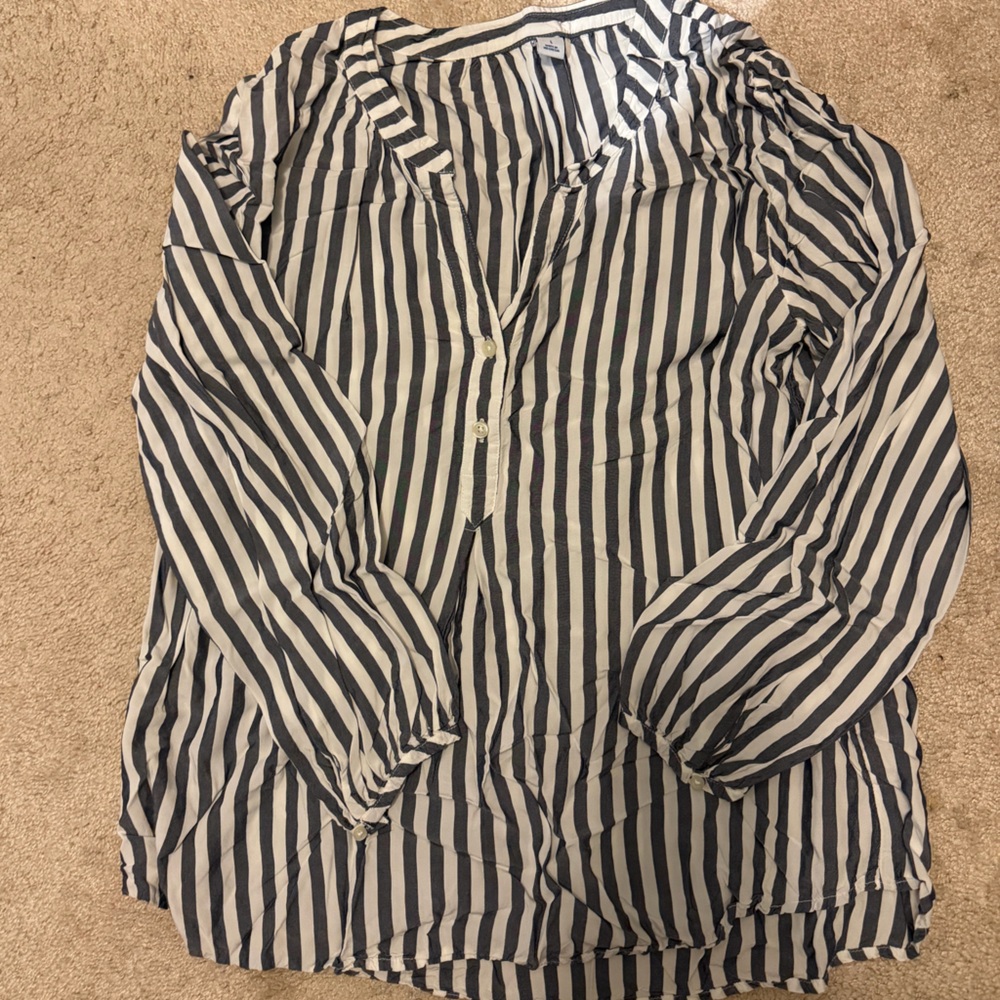 Old Navy Navy and White Striped Shirt